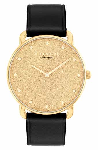 COACH Elliot Leather Strap Watch, 36mm