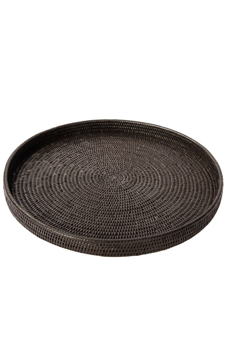 Artifacts Trading Company<sup>™</sup> Artifacts Rattan Round Serving / Ottoman Tray, Alternate, color, Tudor Black
