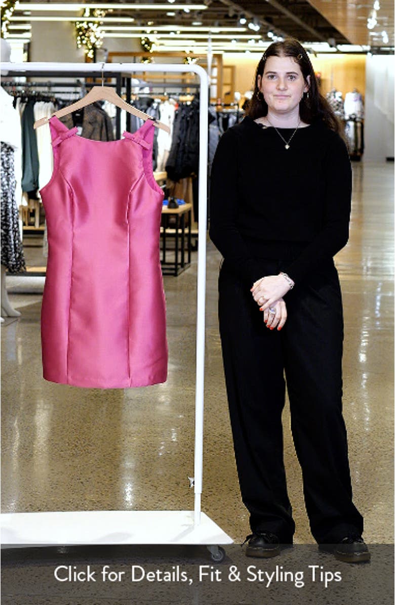 Bow Detail Bateau Neck Gazar Cocktail Dress, sales video thumbnail