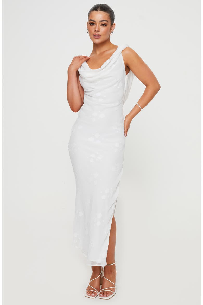 Contessa Cowl Neck Maxi Dress, Alternate, color, WHITE