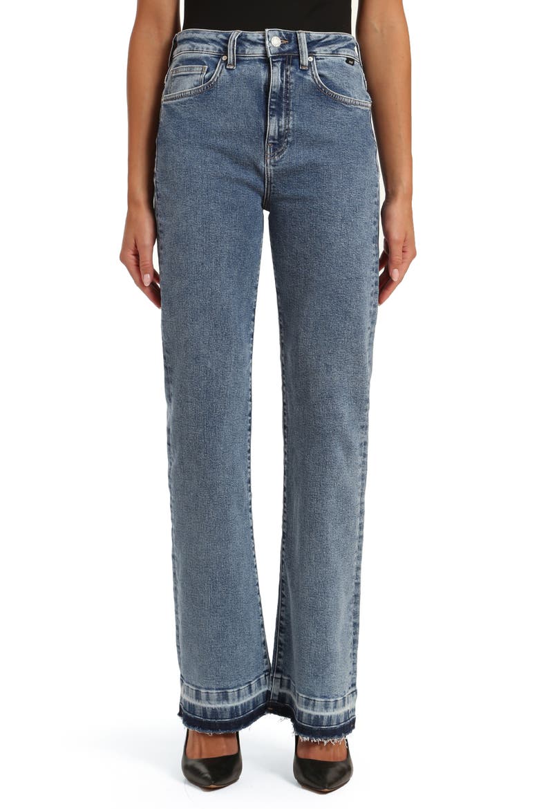 Victoria Release Hem High Waist Wide Leg Jeans, Main, color, LT RECYCLE BLUE