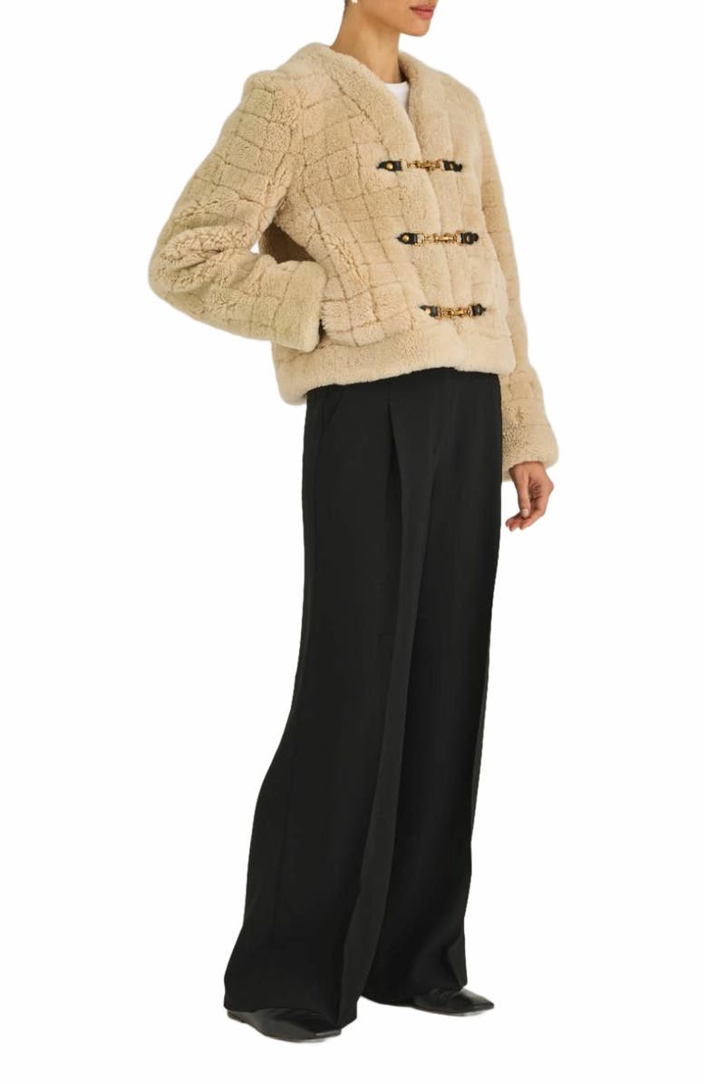 Rebecca Taylor Quilted Stitch Shearling Jacket, Alternate, color,