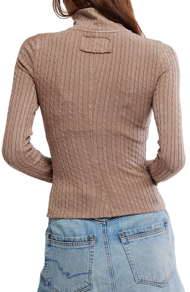 Free People Brunch GIrl Zip Cardigan, Alternate, color, Dusted Cocoa