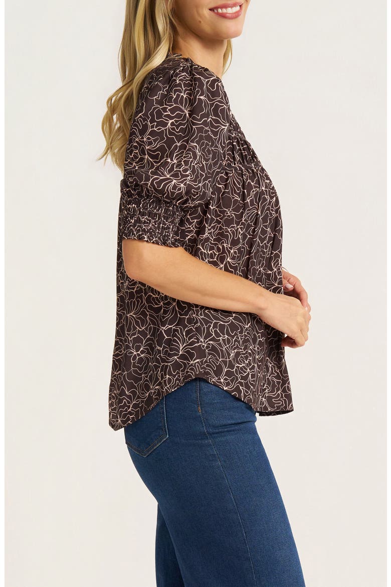 Tala Print Pleated Top, Alternate, color, ESPRESSO/ BLUSH