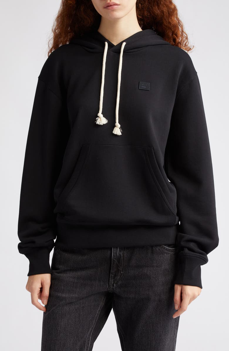 Acne Studios Fairah Face Patch Oversize Cotton Hoodie, Main, color, 