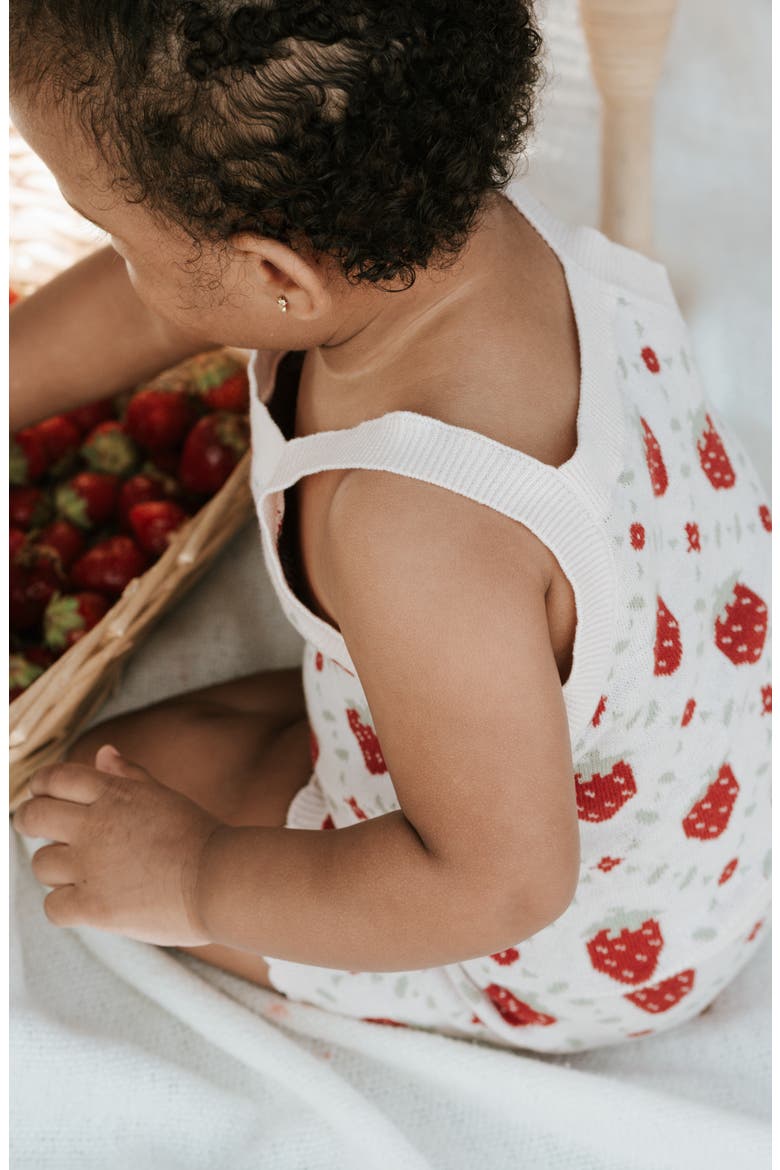 Strawberry Organic Cotton Knit Tank & Shorts Set, Alternate, color, LIGHT PINK