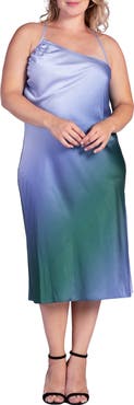Standards & Practices Avi Ombré Asymmetric Neck Midi Slipdress