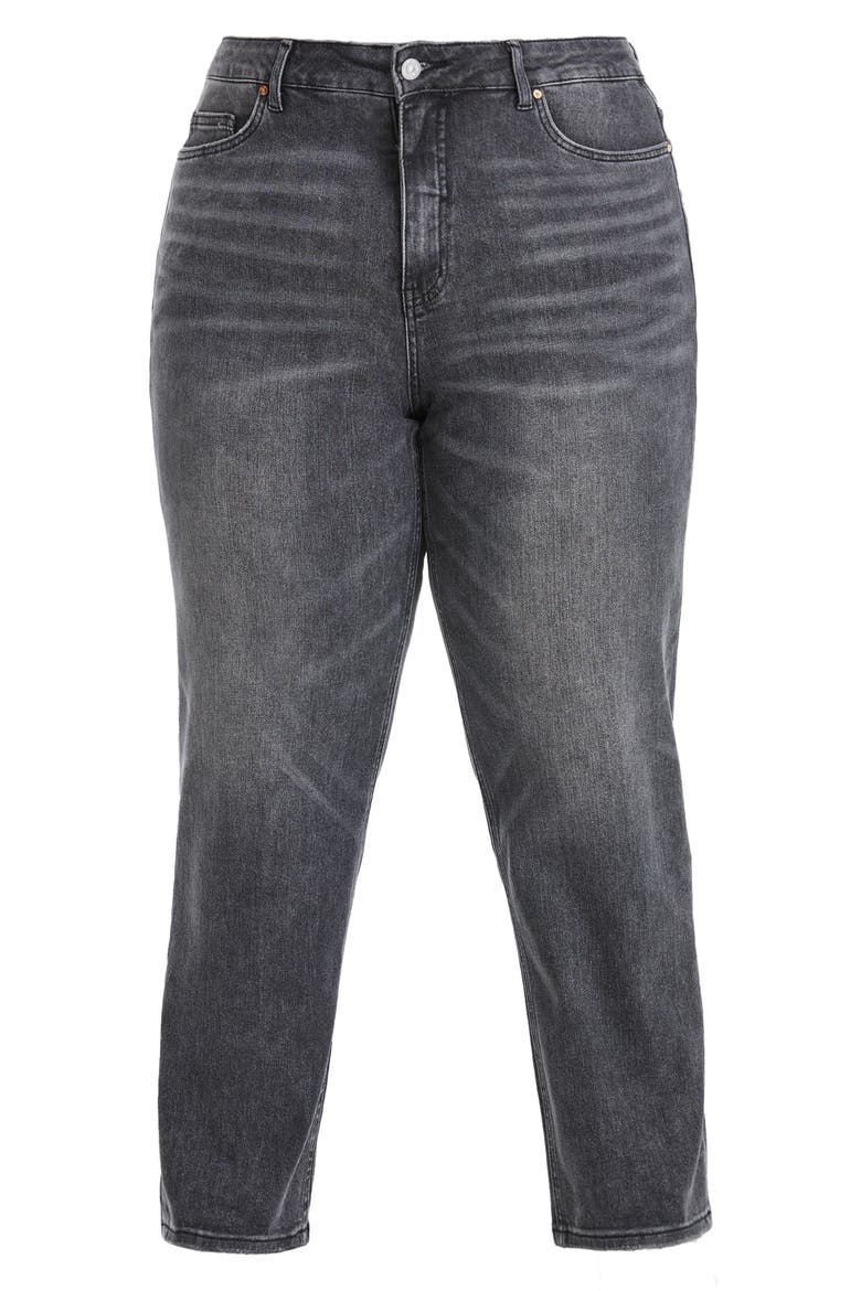 High Waist Straight Leg Jeans, Alternate, color, BLACK STONE