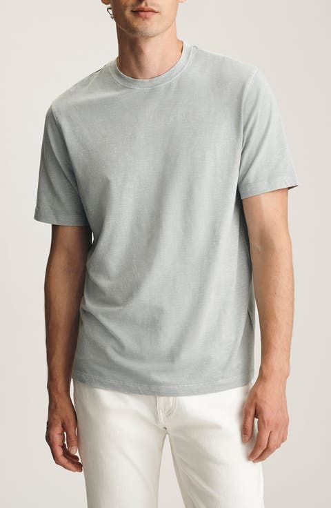 Pale Grey Slub Cotton Blend T-Shirt