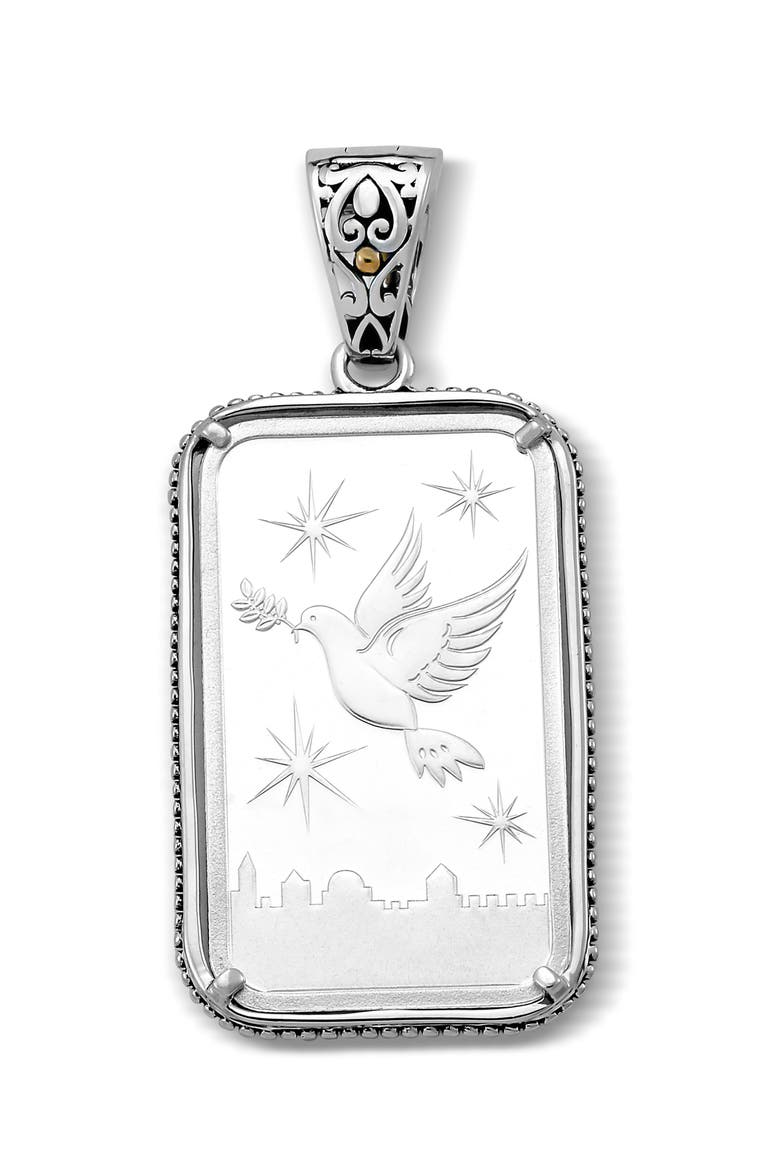 Peace Dove 18k Gold & Sterling Silver Pendant, Main, color, SILVER AND GOLD