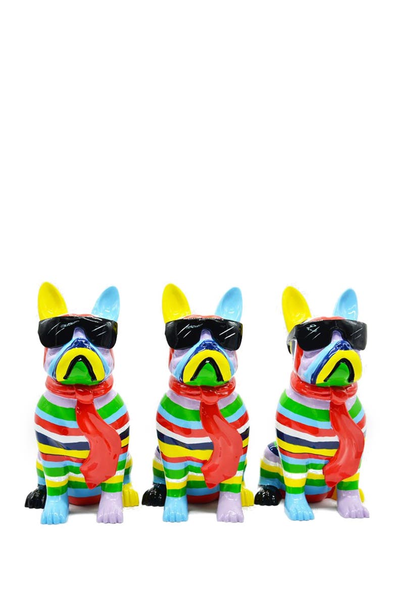 INTERIOR ILLUSIONS Stripe Dog with Black Glasses, Alternate, color, Multi-Color