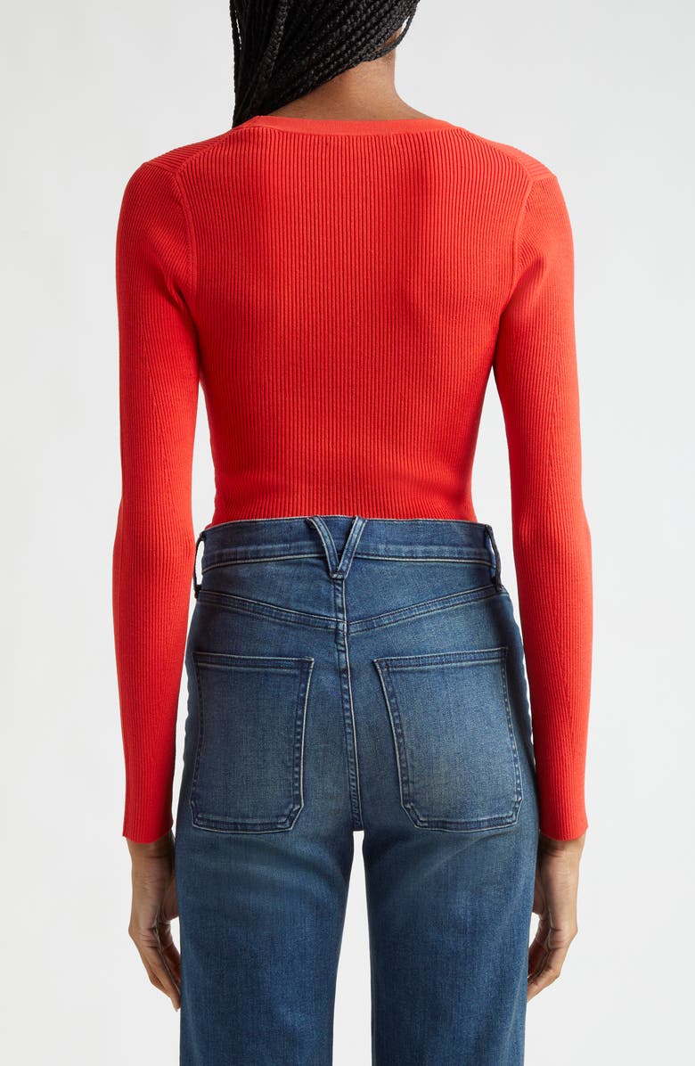 Veronica Beard Callie V-Neck Sweater, Alternate, color, Poppy