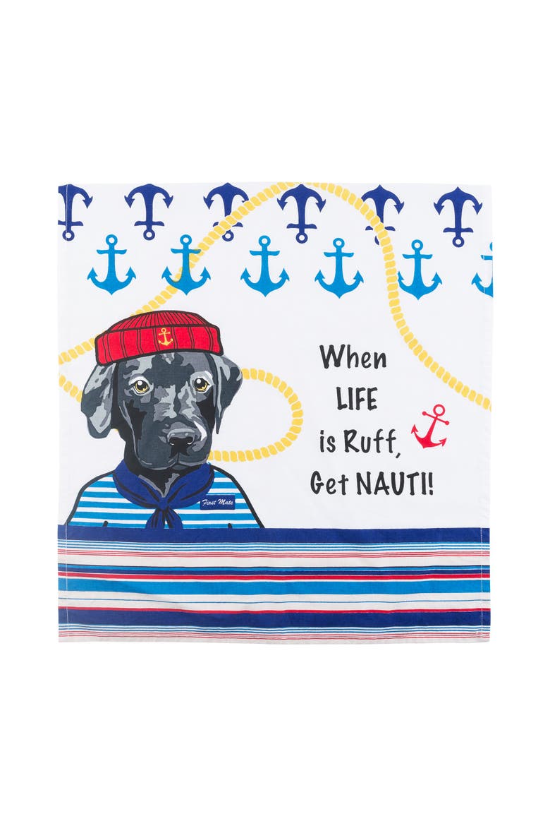 Nauti Dogs/Black Lab First Mate Towel, Main, color, White