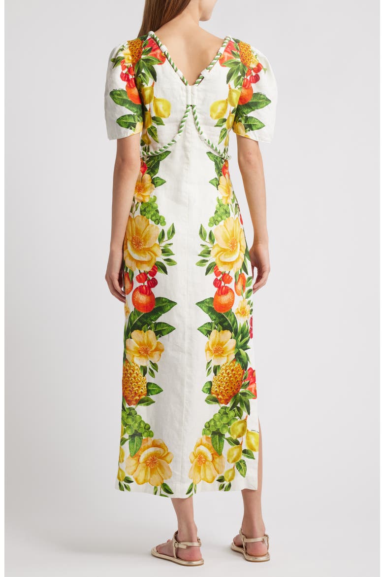Picnic Flowers Linen Maxi Dress, Alternate, color, OFF-WHITE