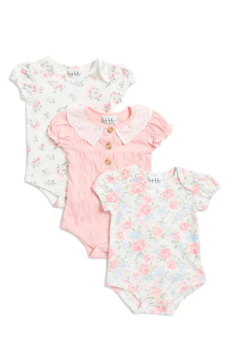 Nicole Miller Assorted 3-Pack Bodysuits, Main, color,