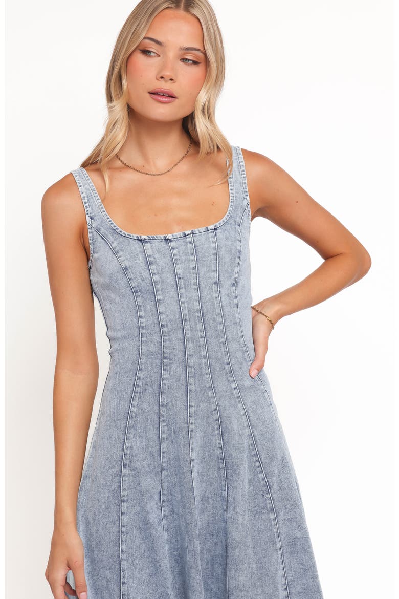 Una Fit & Flare Midi Dress, Alternate, color, LIGHT DENIM