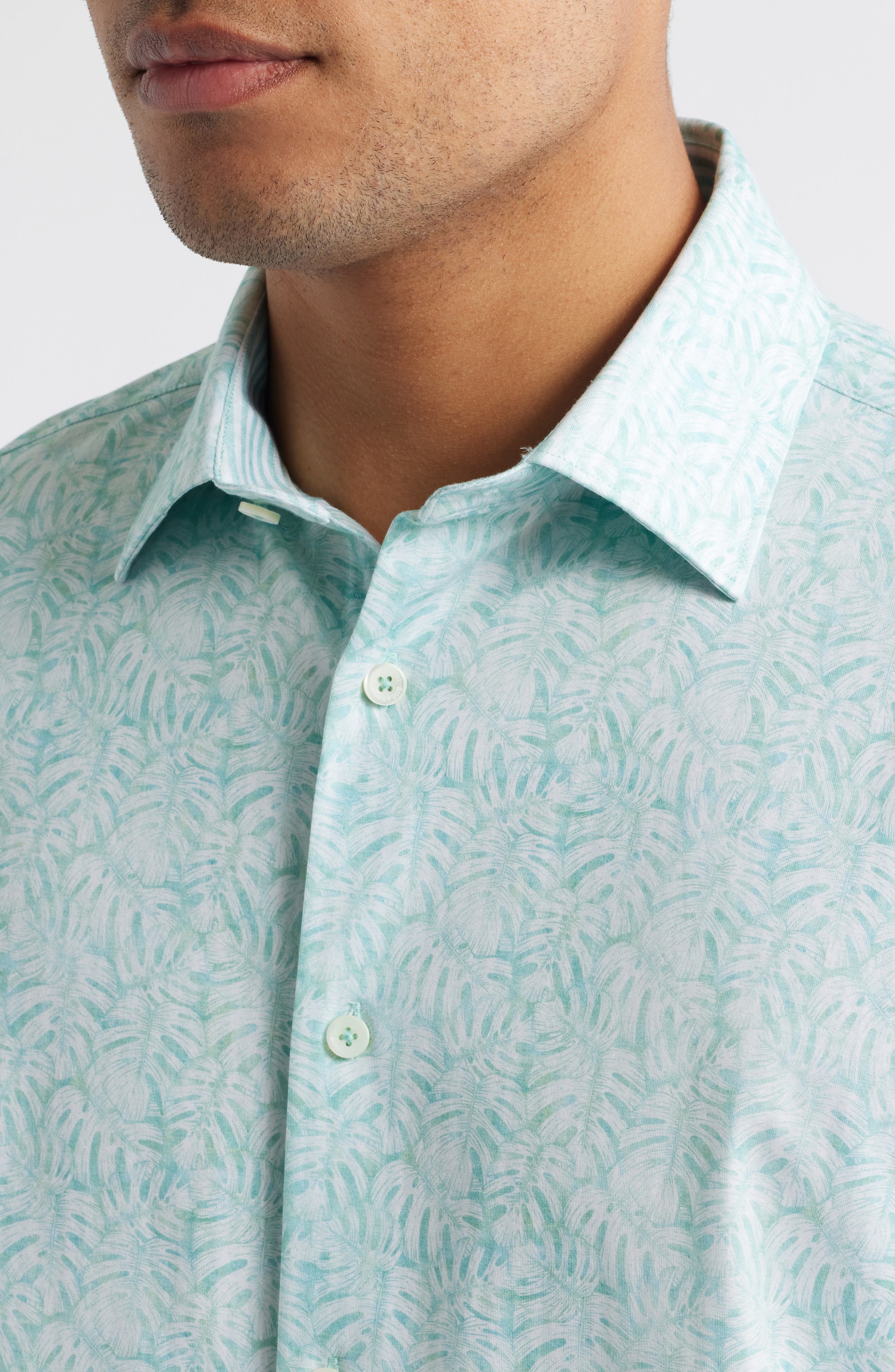 Jimmy OoohCotton Leaf Print Button-Up Shirt - image 2