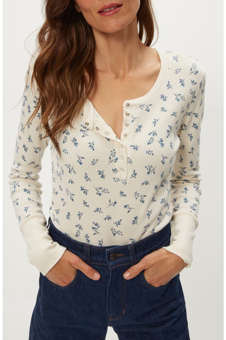 Regan Floral Waffle Knit Henley, Alternate, color, CHALK