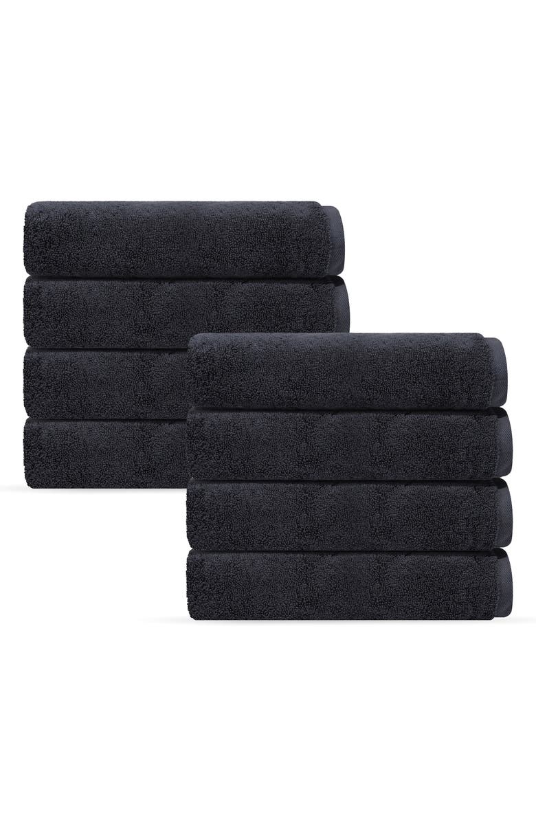 DePera Puresoft 8-Piece Turkish Cotton Hand Towel Set, Main, color, Anthracite