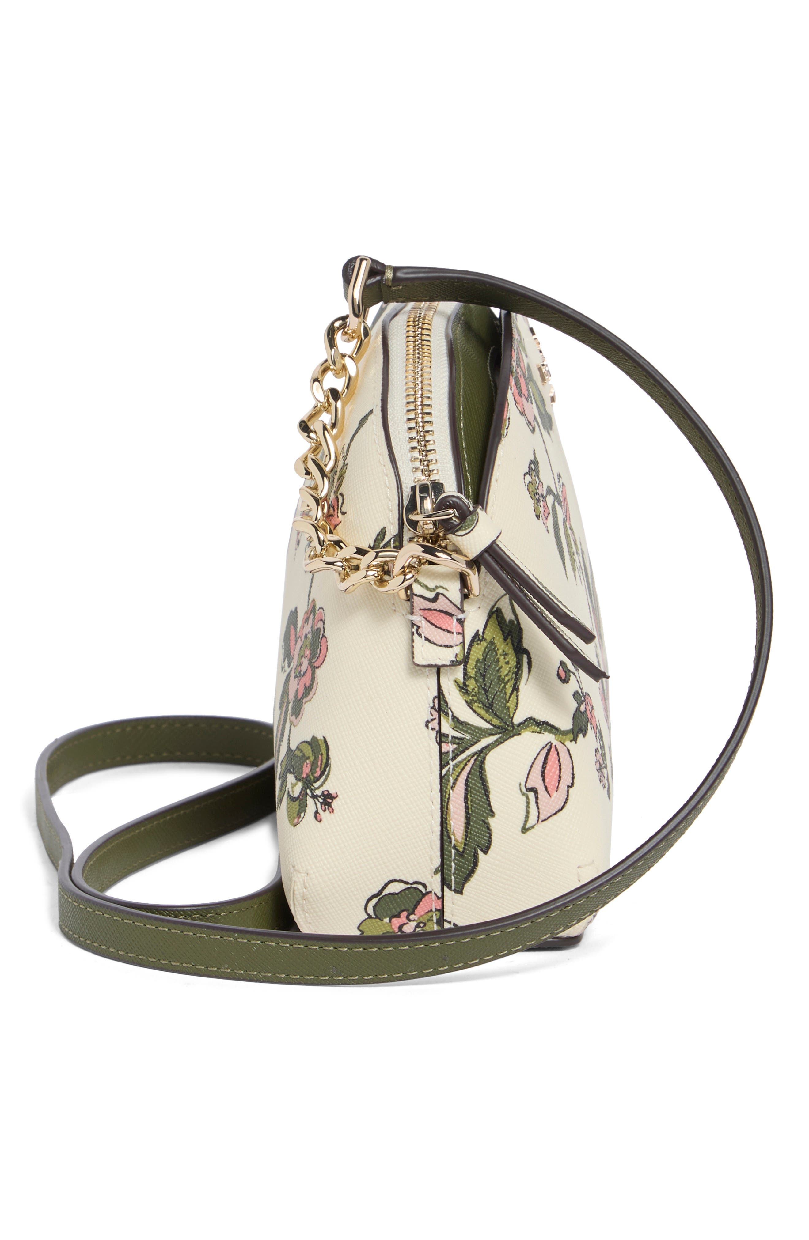 Cameron Forest Blooms Leather Crossbody Bag, Alternate, color, MERINGUE MULTI