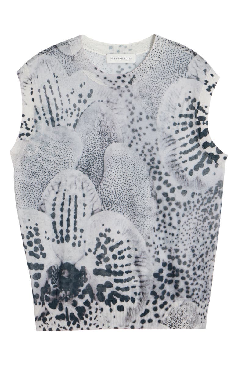 Dries Van Noten Tamara Leopard Orchid Sleeveless Cotton Blend Sweater, Alternate, color, 