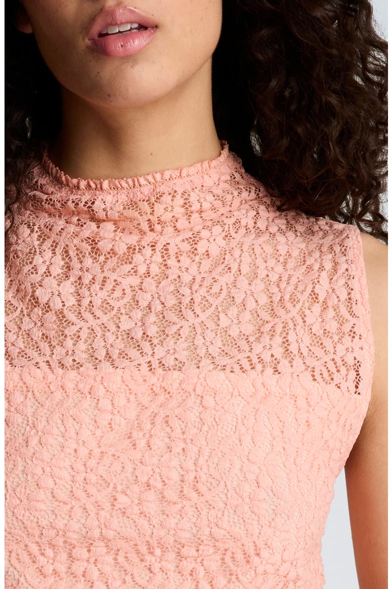 Stretch Lace Overlay Sleeveless Top, Alternate, color, SOFT PEACH