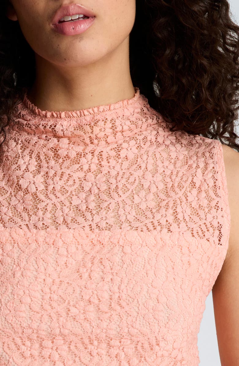 Kenneth Cole Stretch Lace Overlay Sleeveless Top, Alternate, color, Soft Peach