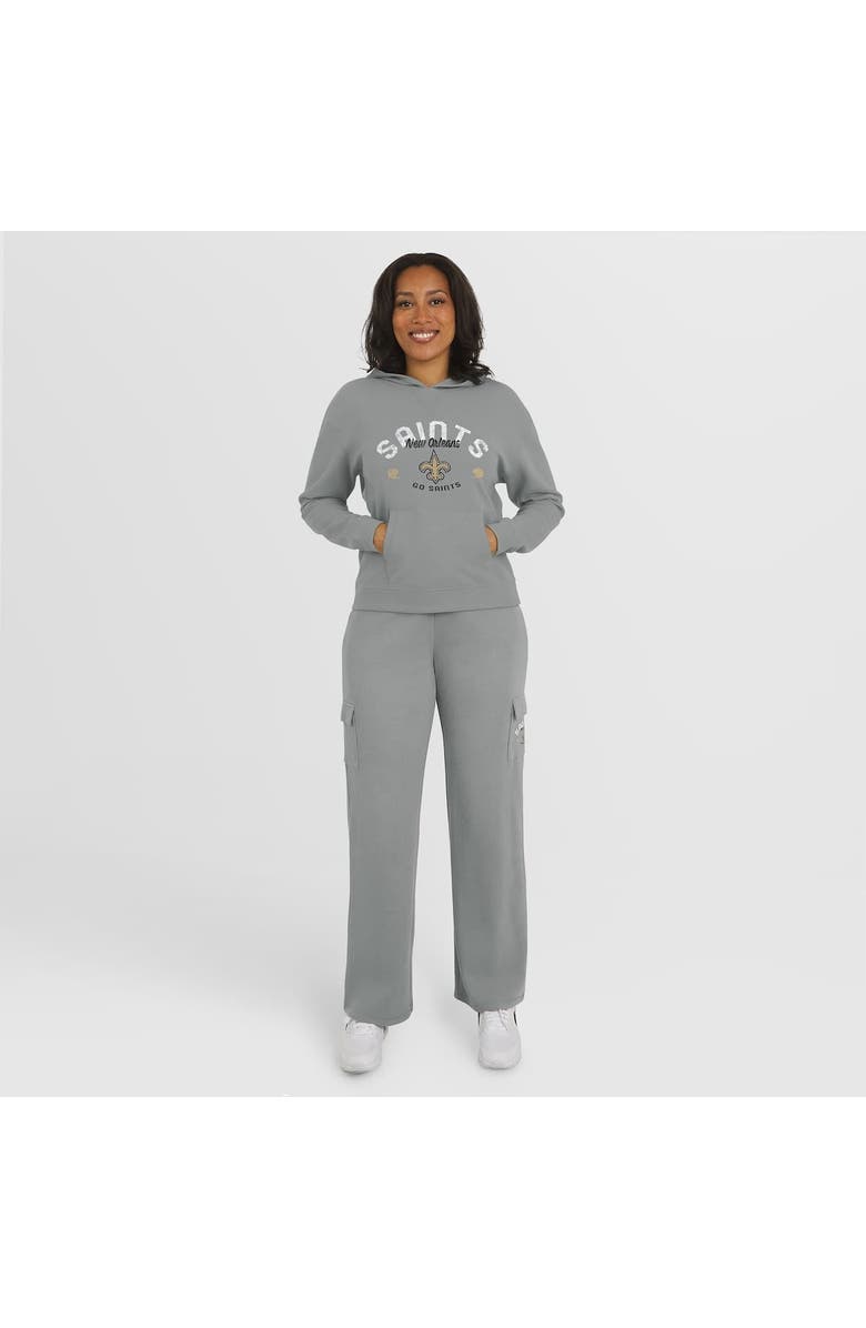 WEAR by Erin Andrews Women
s WEAR by Erin Andrews Gray New Orleans Saints Waffle-Knit Long Sleeve Hooded Shirt 
Pants Lounge Set, Main, color, Gray