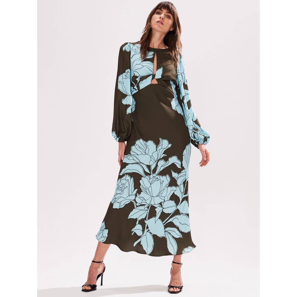 Ro&zo Womens Mae Floral-print Woven Midi Dress Blue In Blue