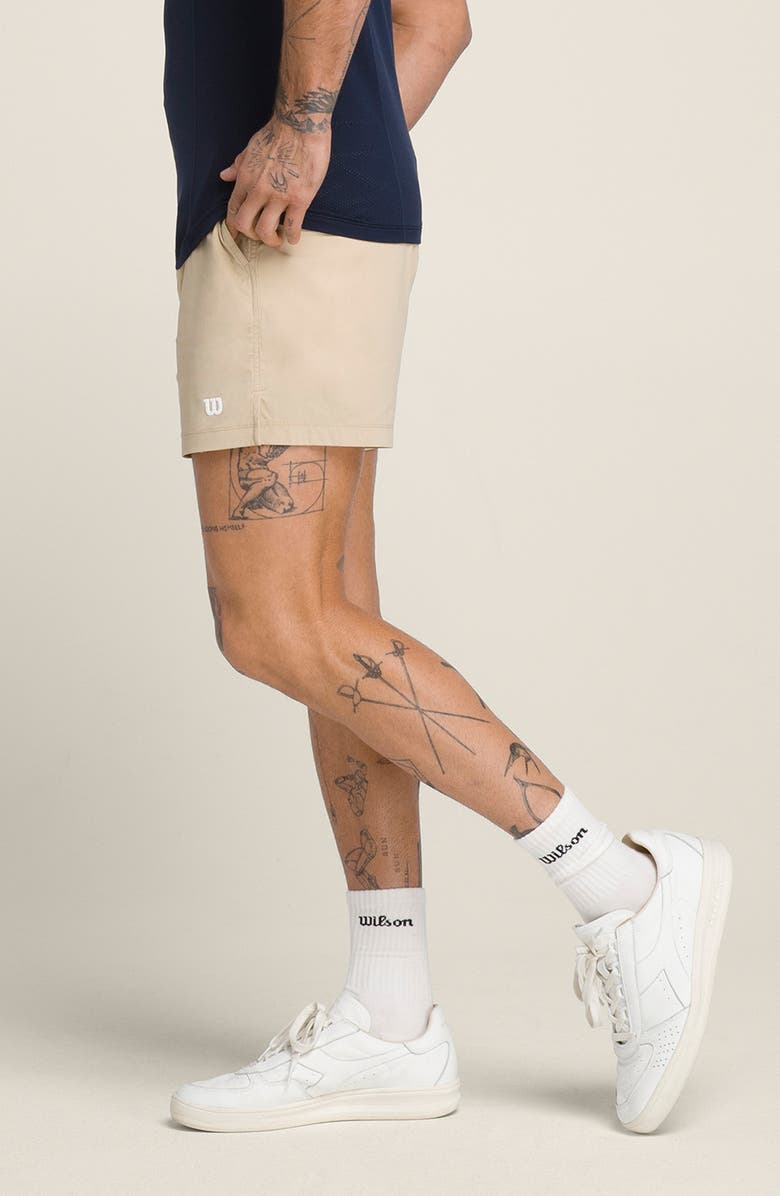 WILSON Tennis Water Repellent Volley Shorts, Alternate, color, Safari