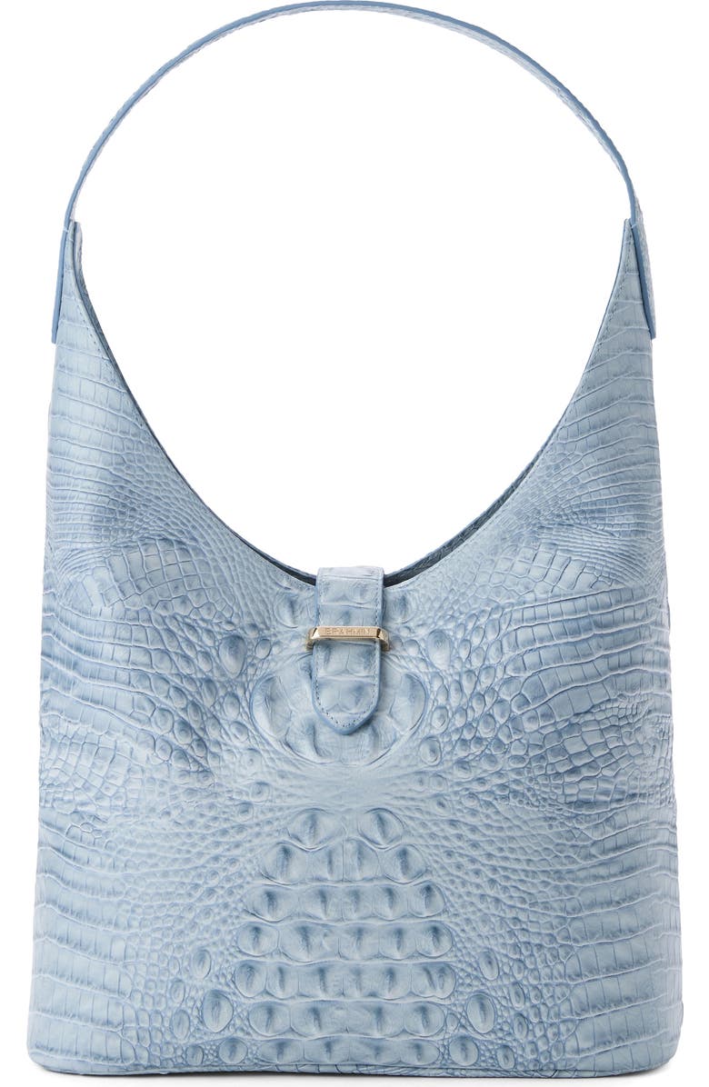 Brahmin Gwynne Croc Embossed Leather Shoulder Bag, Main, color, Stonewash