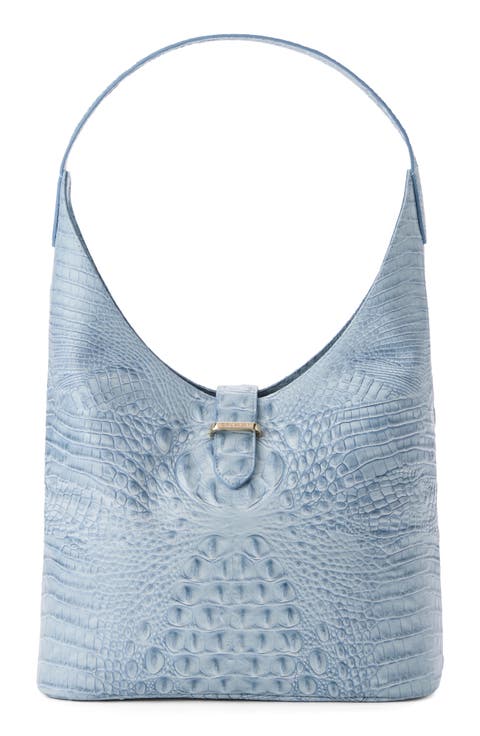 Gwynne Croc Embossed Leather Shoulder Bag