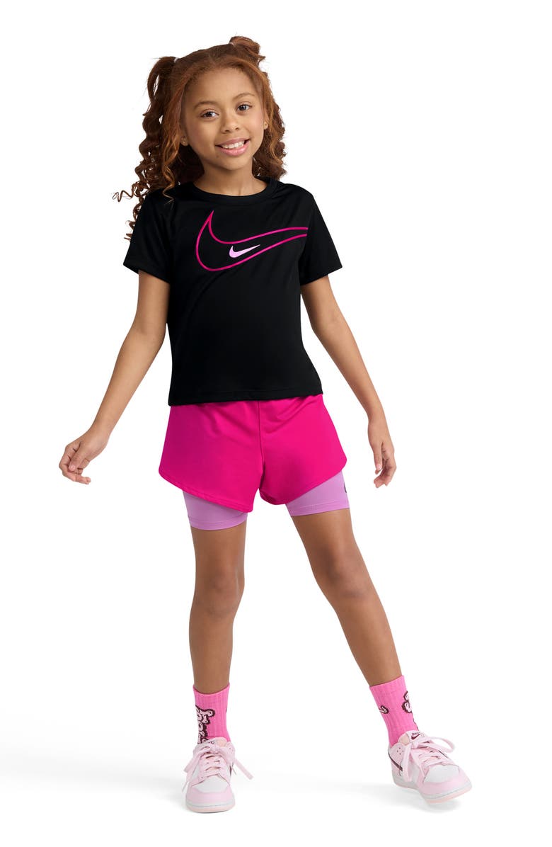 Nike Kids' Dri-FIT T-Shirt & Twofer Shorts Set, Alternate, color, Vivid Pink