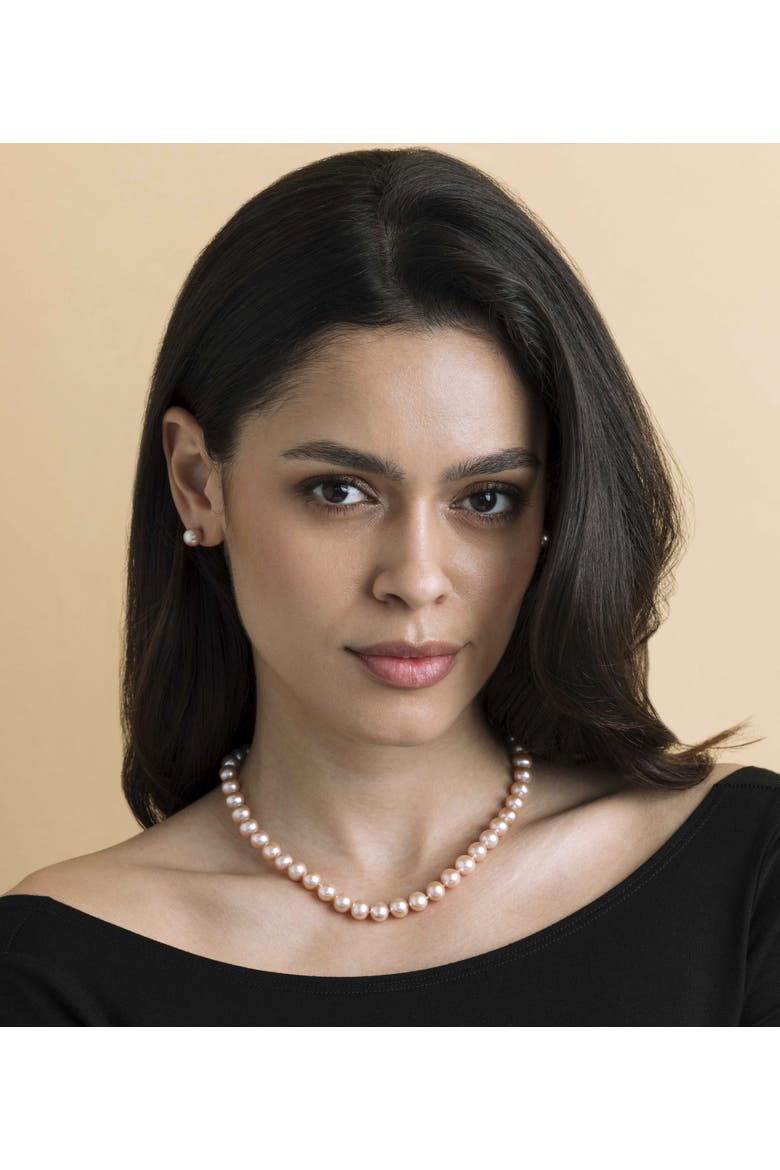 8.0-8.5mm Pink Freshwater Pearl Necklace & Earrings, Alternate, color, Pink Pearls