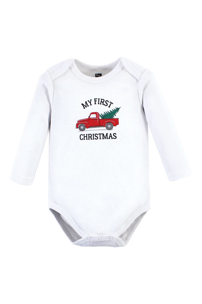 Essential Long-Sleeve Cotton Bodysuit Triple Set, Alternate, color, Christmas Tree 3-Pack