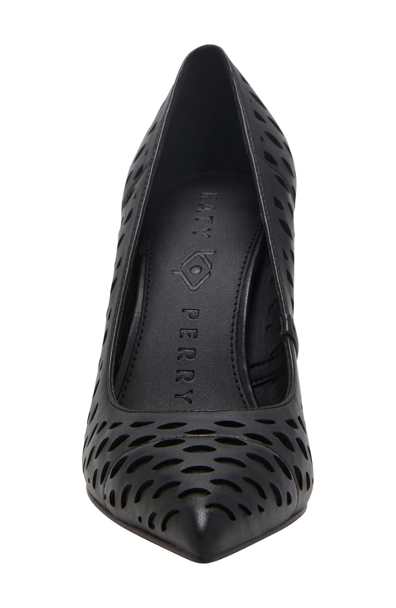 The Revival Fishnet Pointed Cap Toe Pump, Alternate, color, BLACK