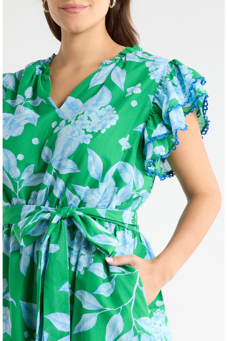 Verbena Floral Eriny Ruffle Minidress, Alternate, color, KELLY-BLUES