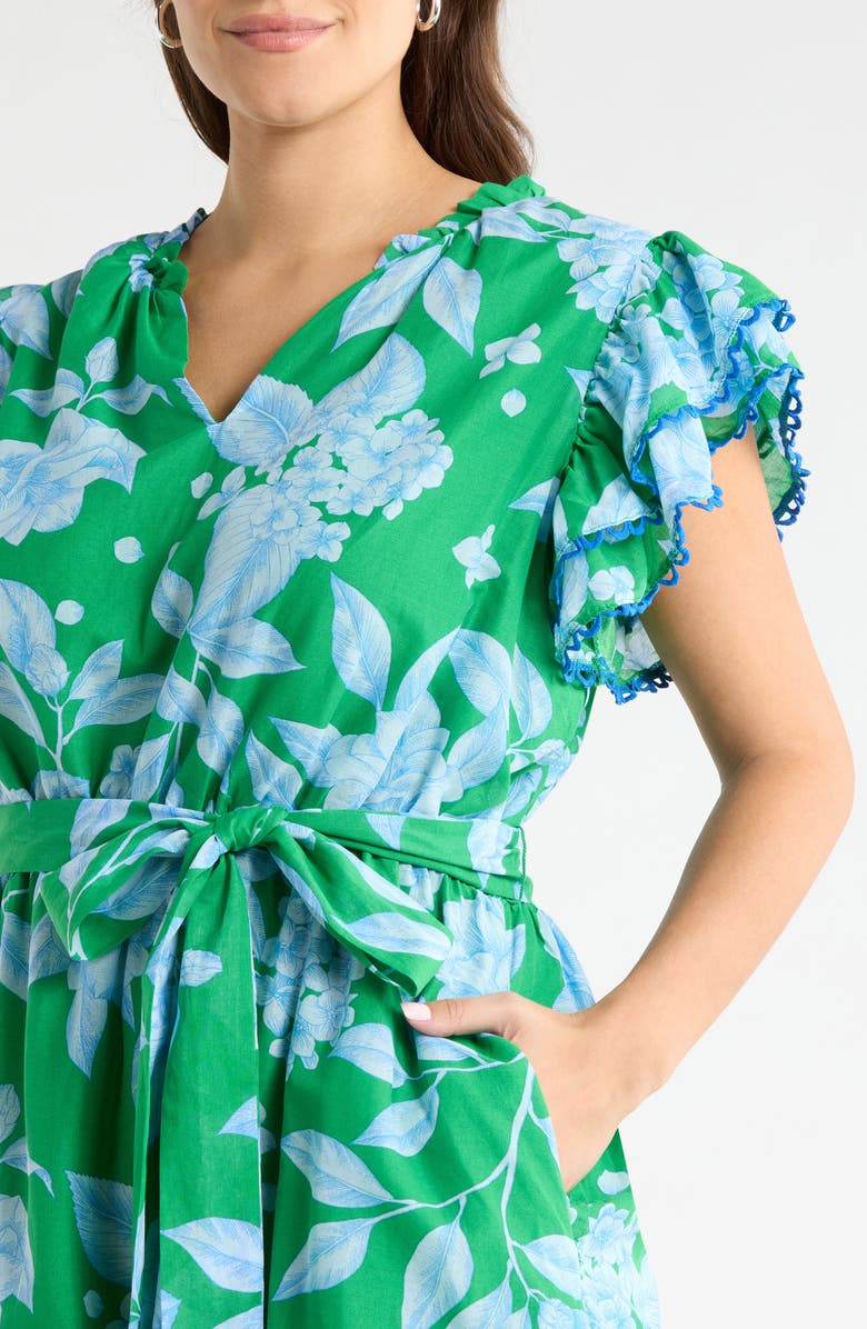 SUGARLIPS Verbena Floral Eriny Ruffle Minidress, Alternate, color, Kelly-Blues