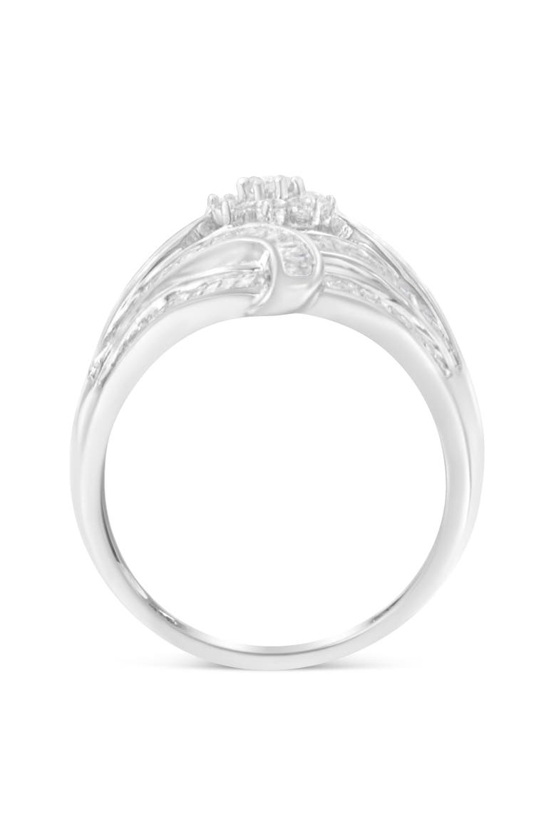 Silver 1-1/8 Cttw Diamond 'Flower & Fern' Cluster Cocktail Ring, Alternate, color, Silver
