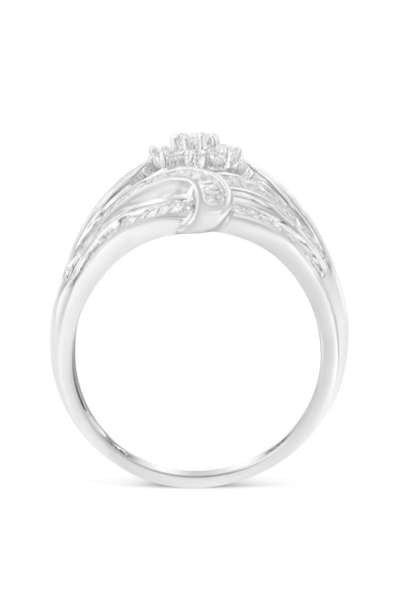 Haus of Brilliance Silver 1-1/8 Cttw Diamond 'Flower & Fern' Cluster Cocktail Ring, Alternate, color, Silver