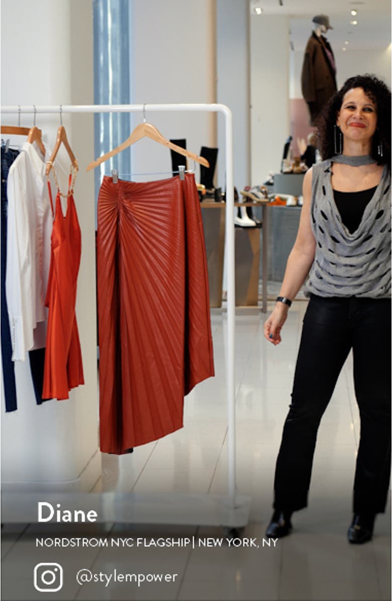 Tracy Pleat Asymmetric Faux Leather Skirt, sales video thumbnail