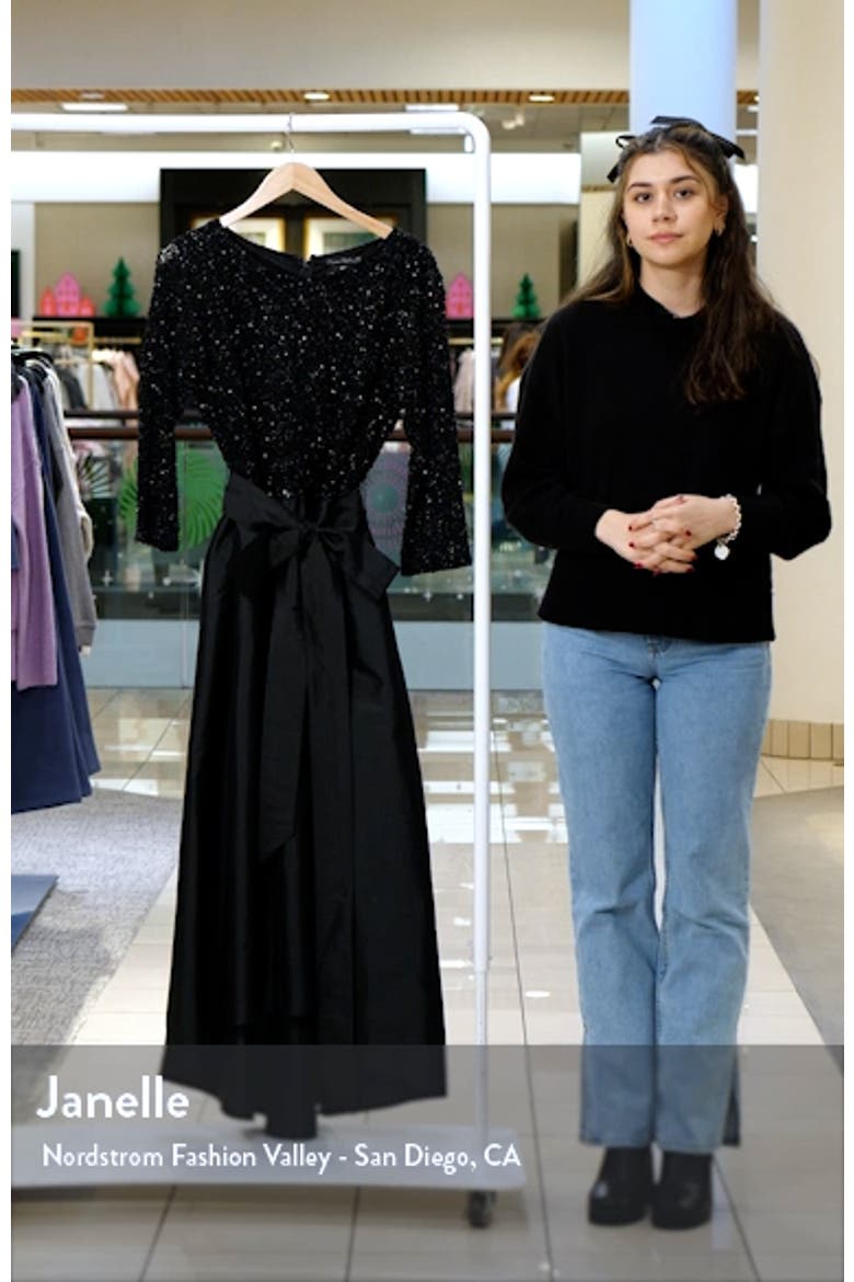 Sequin Bodice Taffeta Gown video