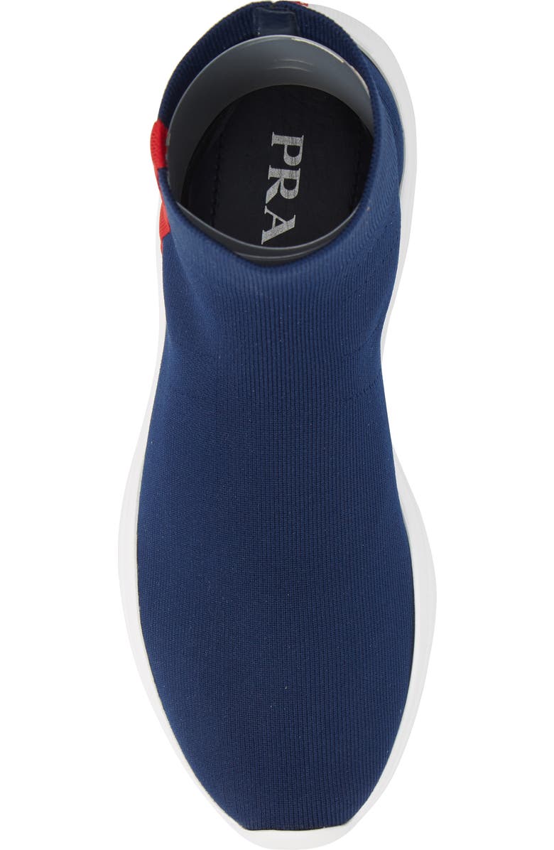 Prada Logo Band Sock Sneaker, Alternate, color,