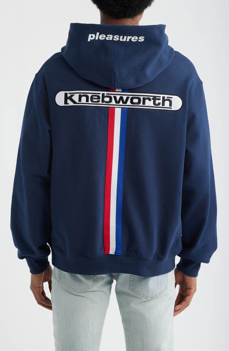 PLEASURES Knebworth Graphic French Terry Hoodie, Alternate, color, Navy