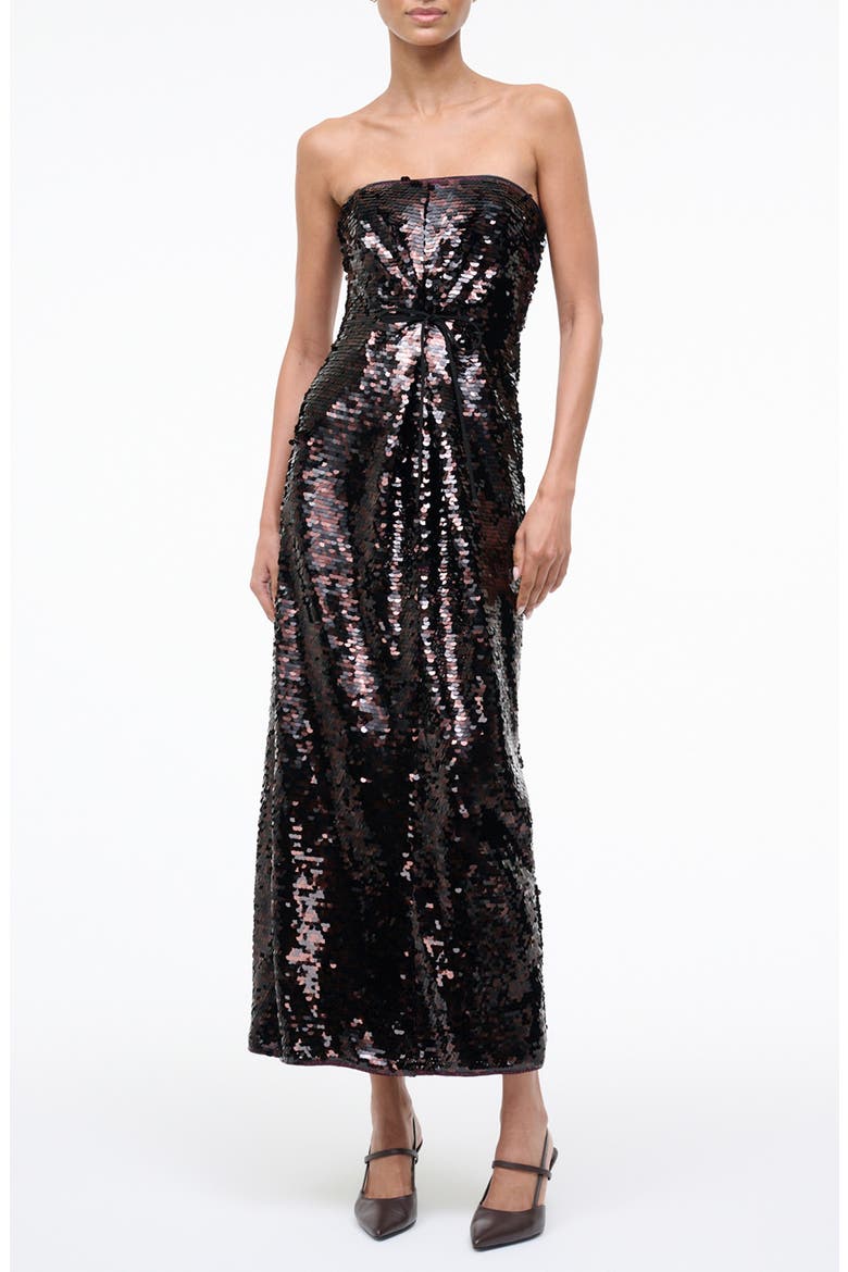 Cece Sequin Strapless Maxi Dress, Main, color, ESPRESSO/ BLACK