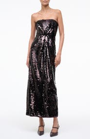 STAUD Cece Sequin Strapless Maxi Dress
