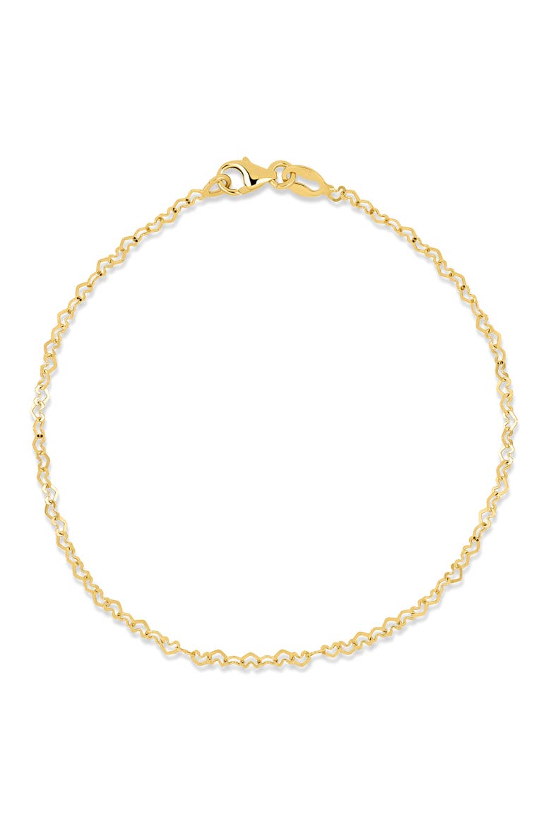 14K Gold Heart Chain Bracelet (Online Trunk Show), Main, color, 14K YELLOW GOLD