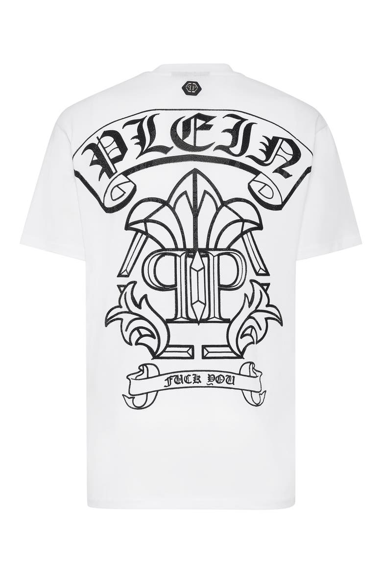 T-Shirt Round Neck Ss Gothic Banner Men, Alternate, color, white