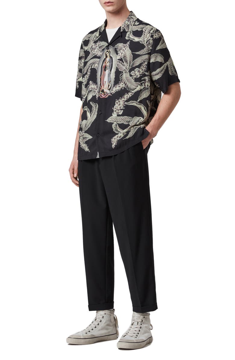 AllSaints Diego Slim Fit Print Short Sleeve Button-Up Shirt, Alternate, color, 