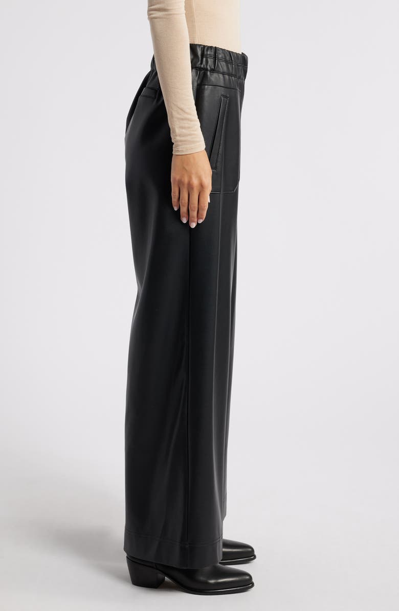 Wit & Wisdom Skyrise Faux Leather Palazzo Pants, Alternate, color, Black